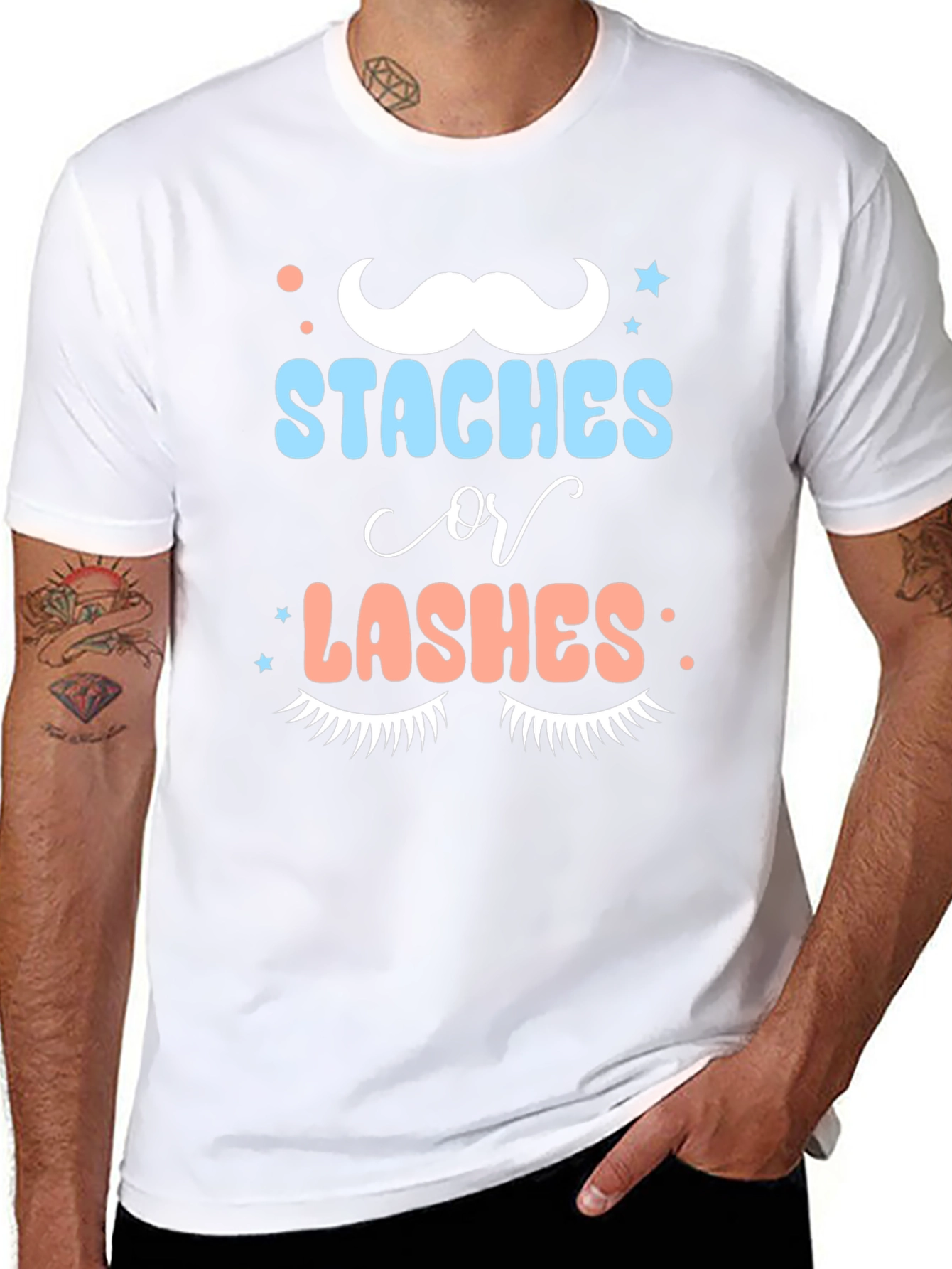 Staches or Lashes Gender Reveal T-Shirt