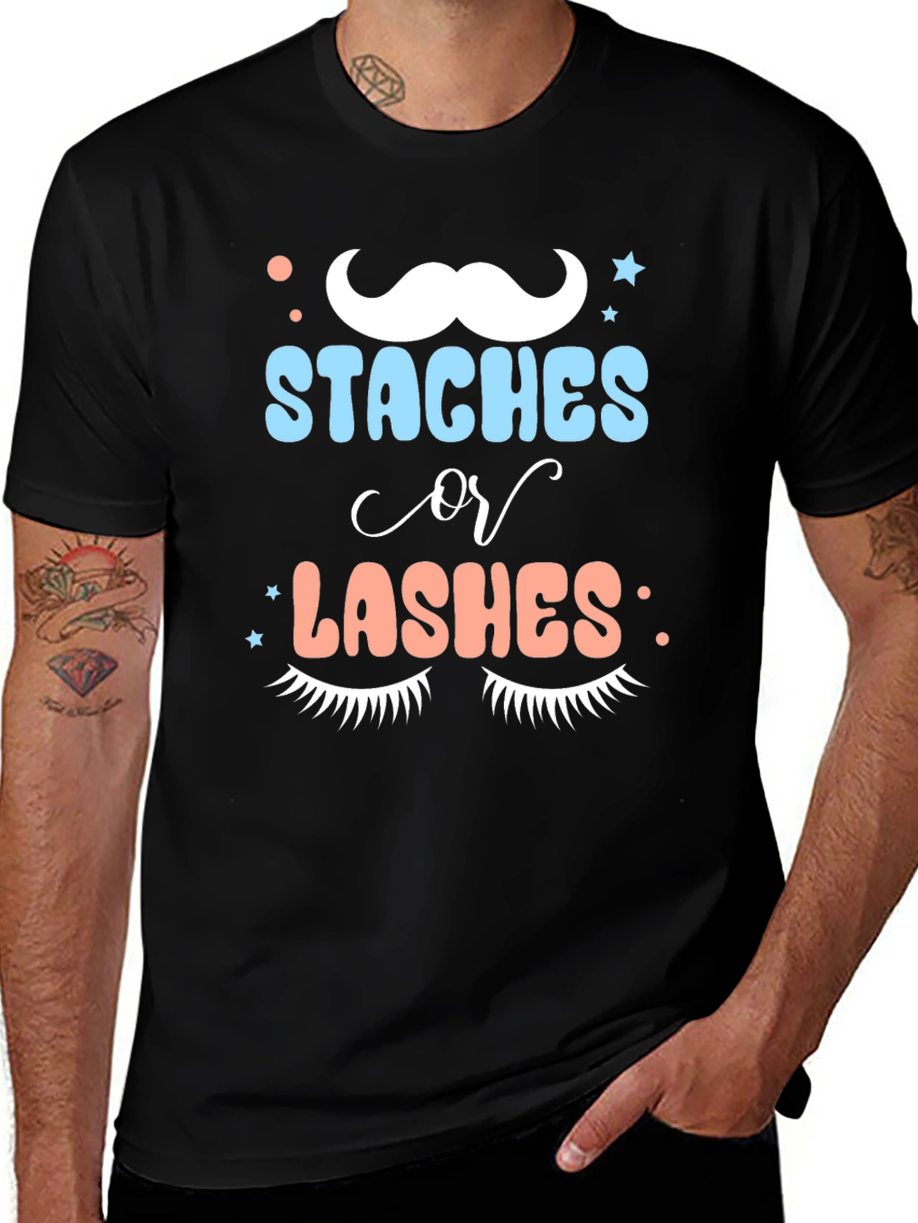 Staches or Lashes Gender Reveal T-Shirt