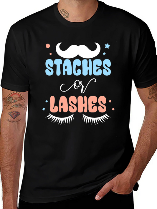 Staches or Lashes Gender Reveal T-Shirt