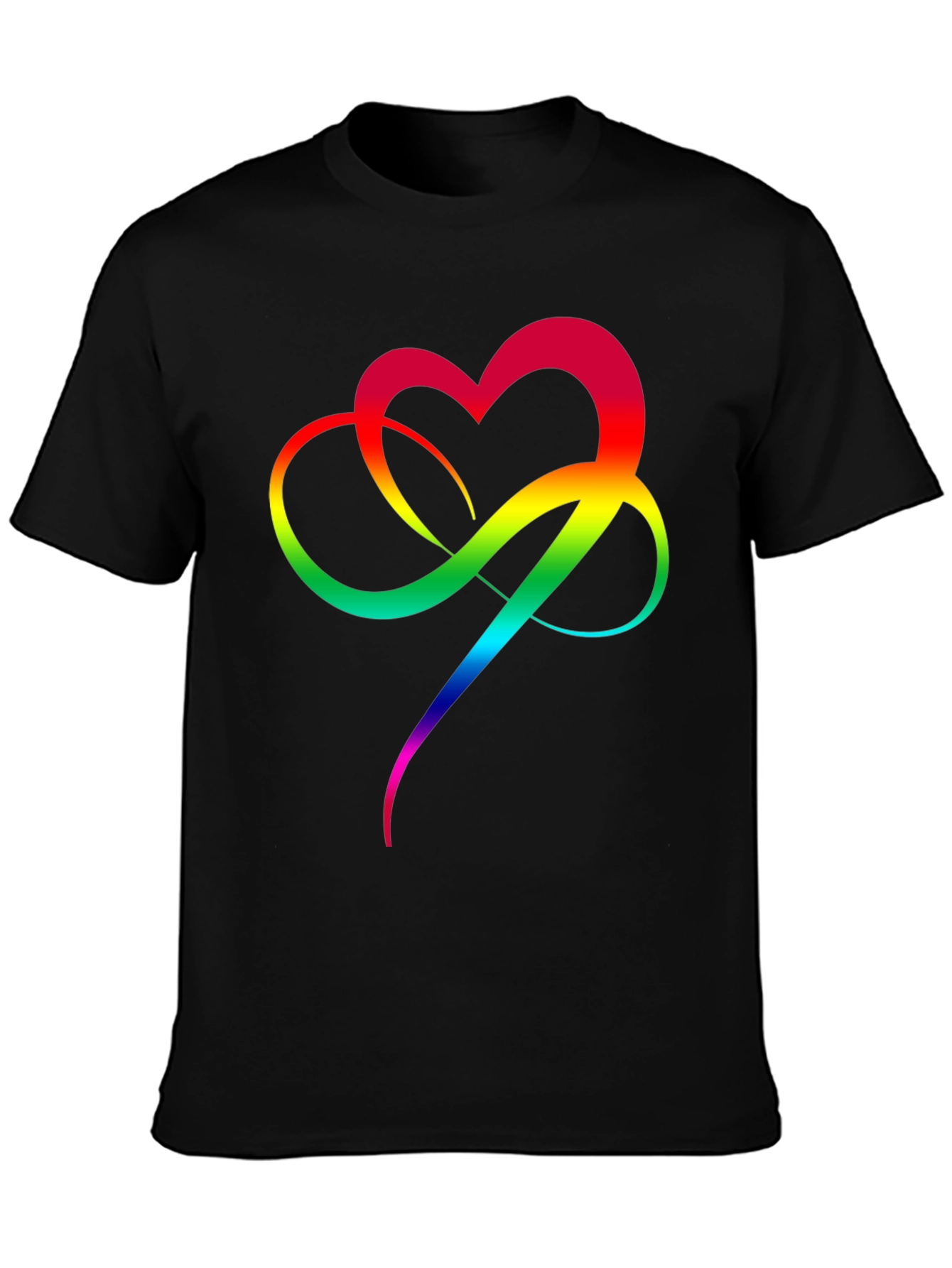 Rainbow Heart Infinity Symbol T-Shirt - Black