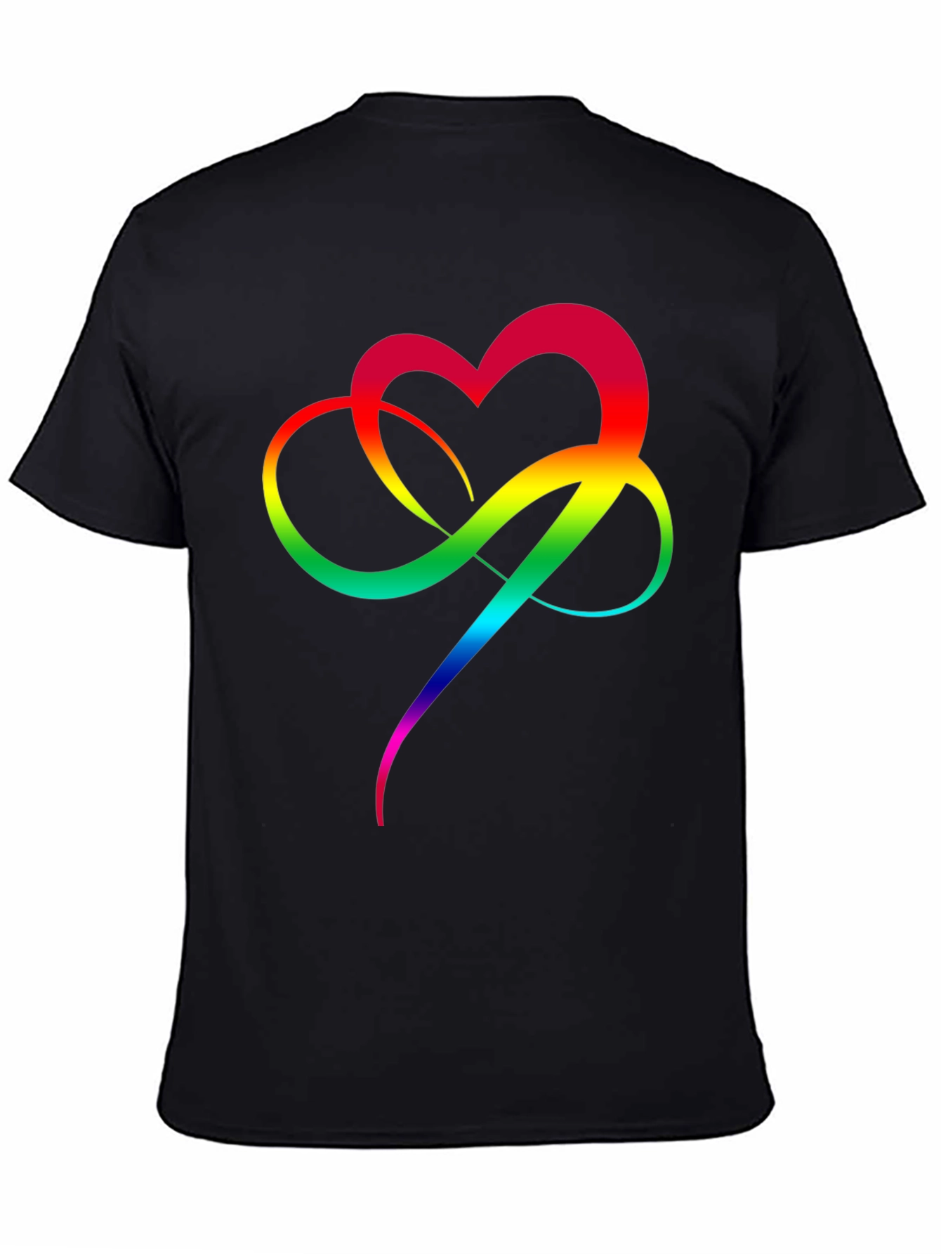 Rainbow Heart Infinity Symbol T-Shirt - Black