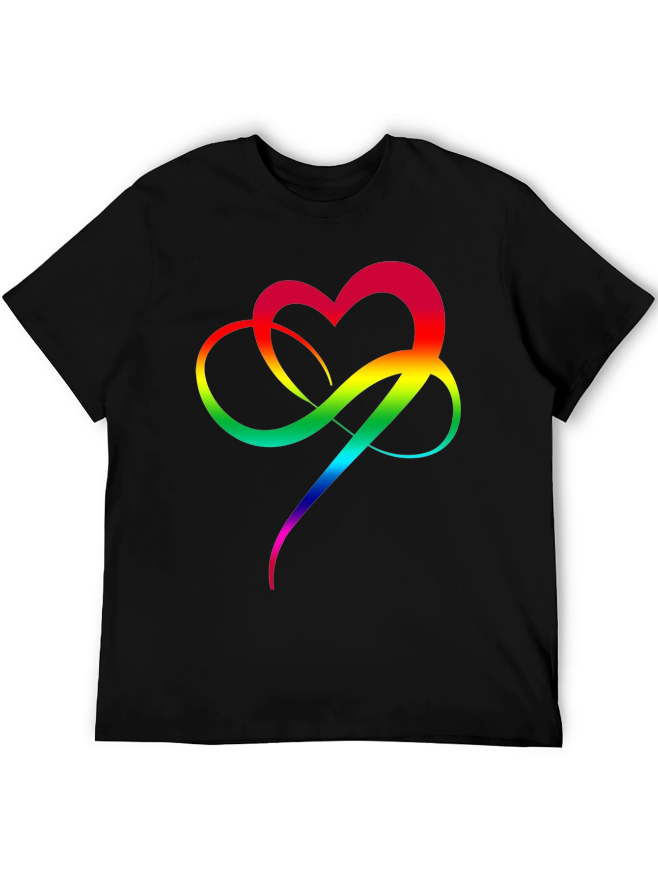 Rainbow Heart Infinity Symbol T-Shirt - Black