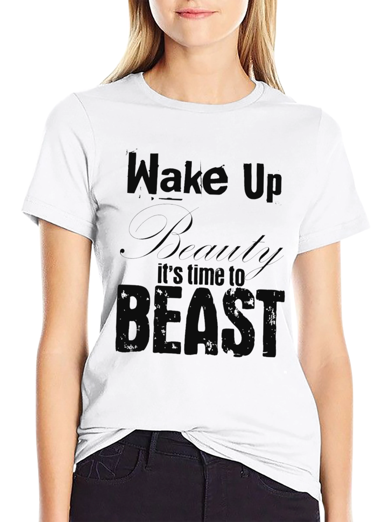 Wake Up Beauty Its Time To Beast Black Tee