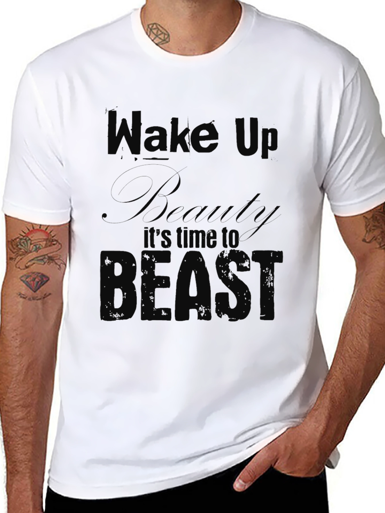 Wake Up Beauty Its Time To Beast Black Tee