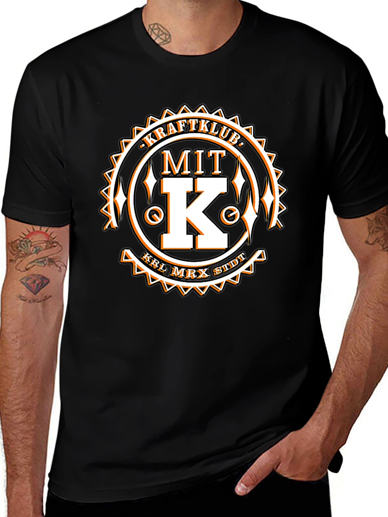 Kraftklub Mit K Graphic Tee - Black Cotton T-Shirt