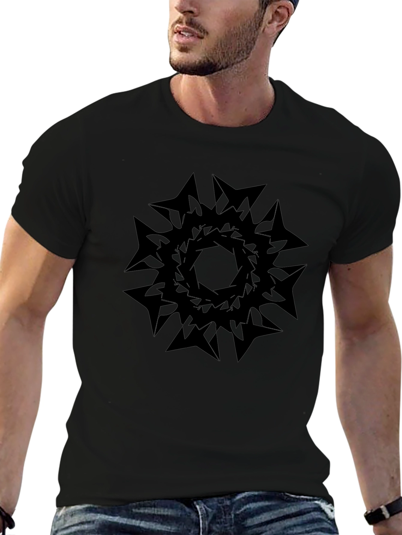Geometric Mandala Black T-Shirt