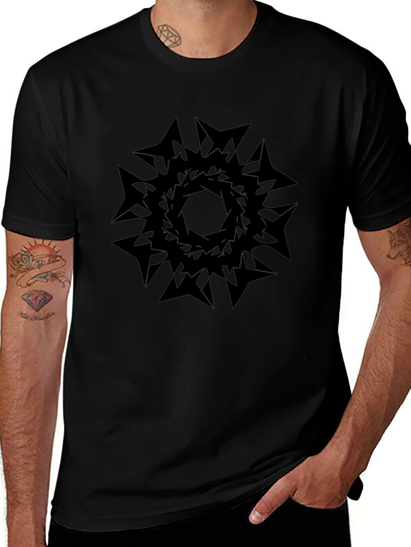 Geometric Mandala Black T-Shirt