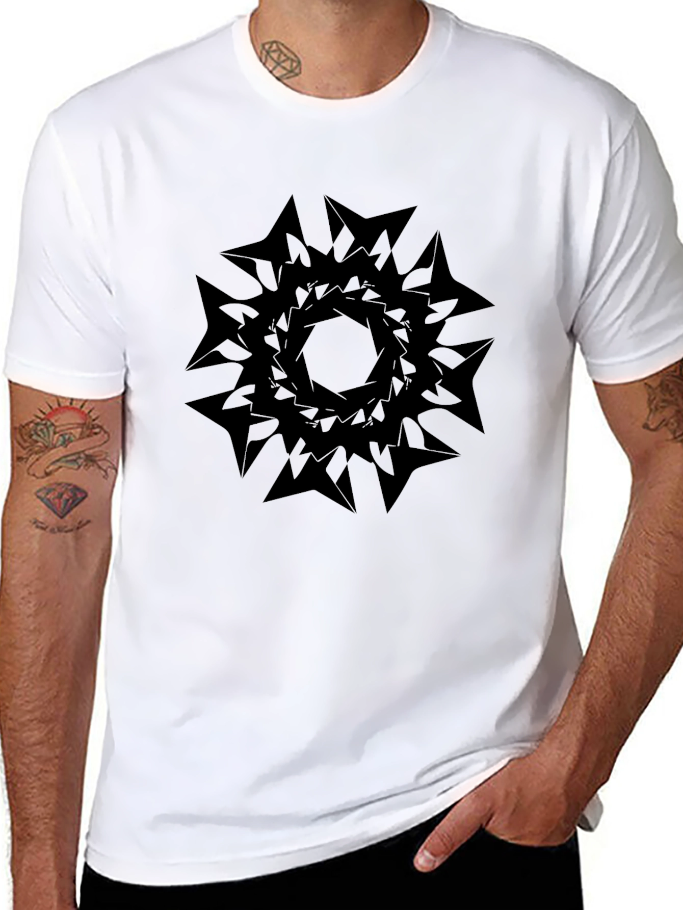 Geometric Mandala Black T-Shirt