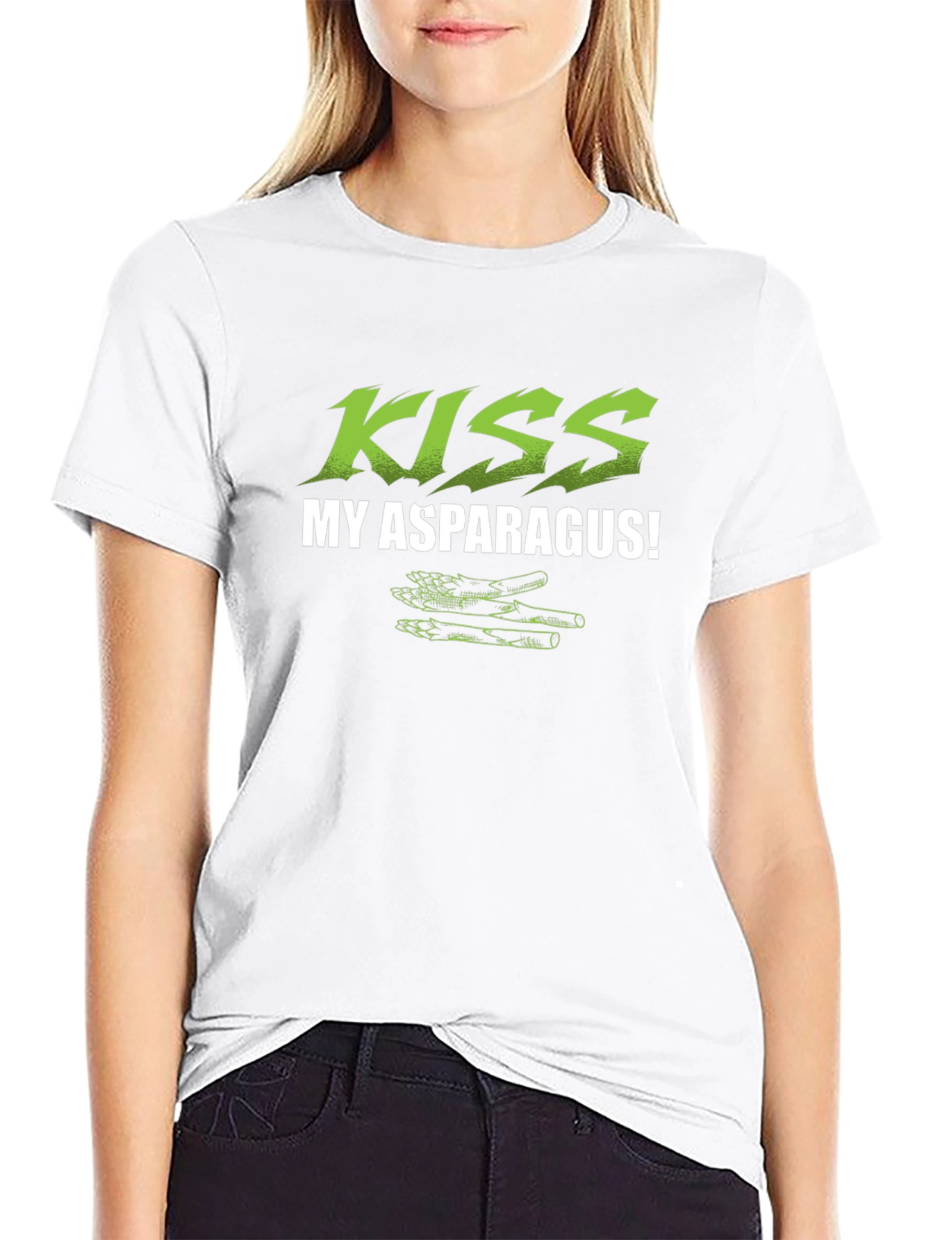 Kiss My Asparagus! Novelty Black T-Shirt