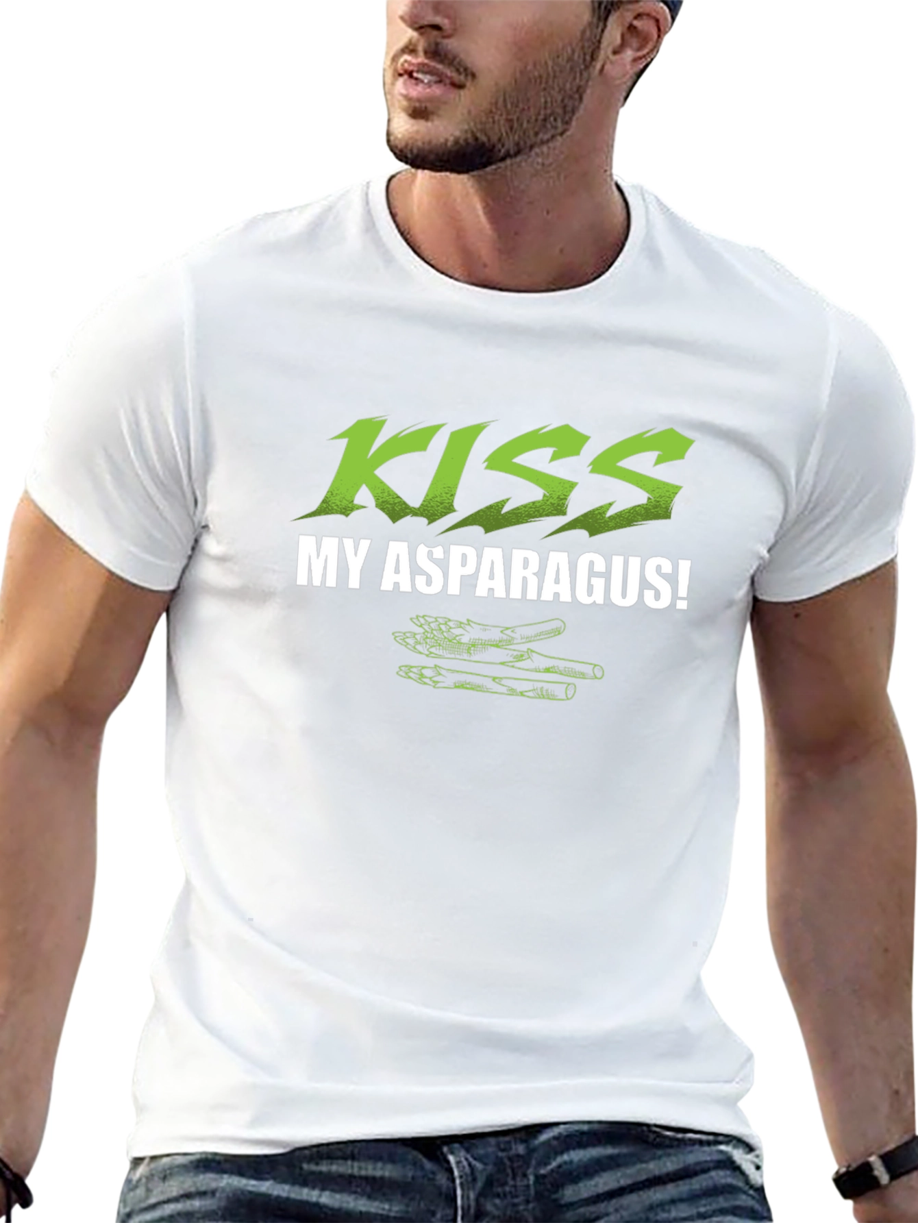 Kiss My Asparagus! Novelty Black T-Shirt