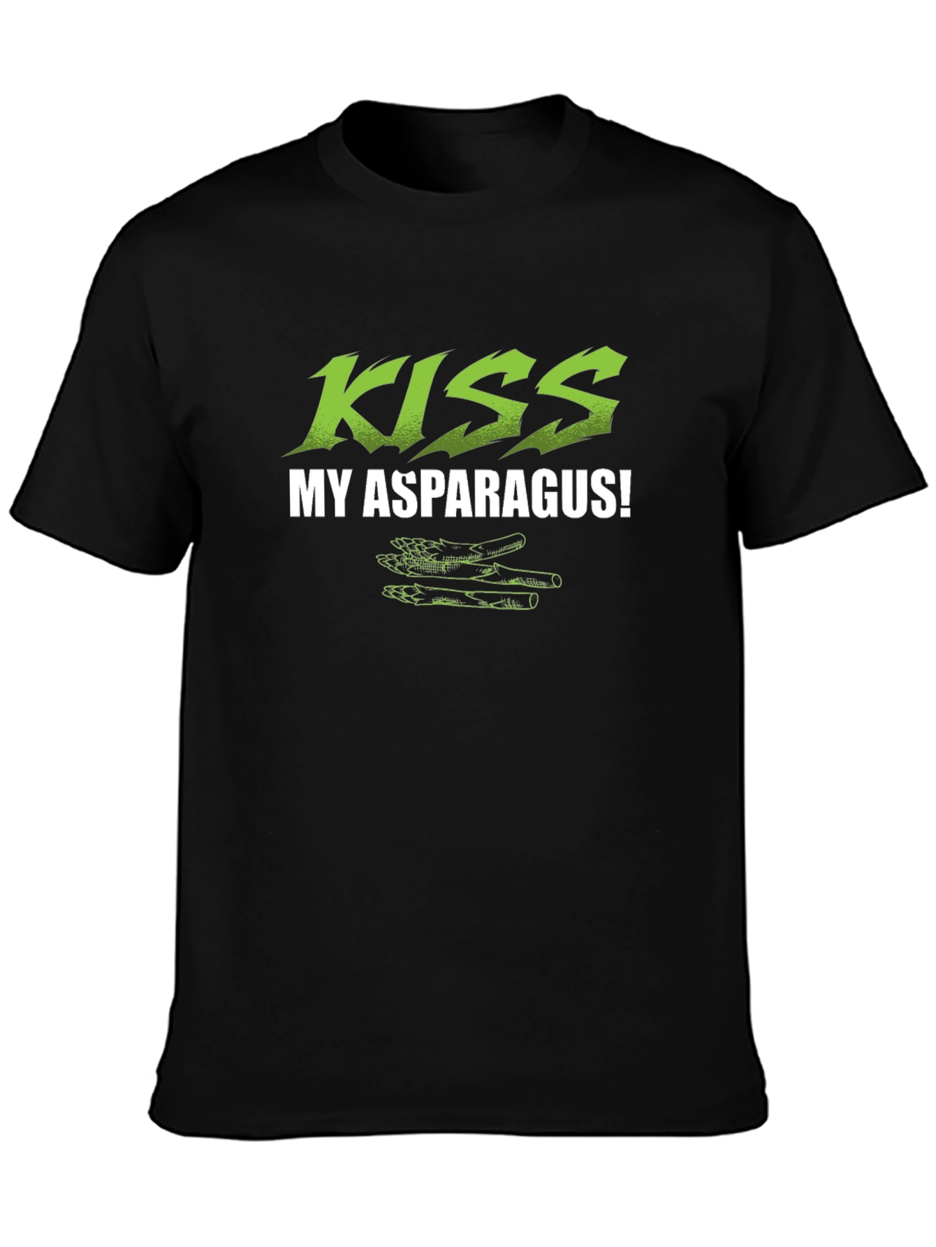 Kiss My Asparagus! Novelty Black T-Shirt