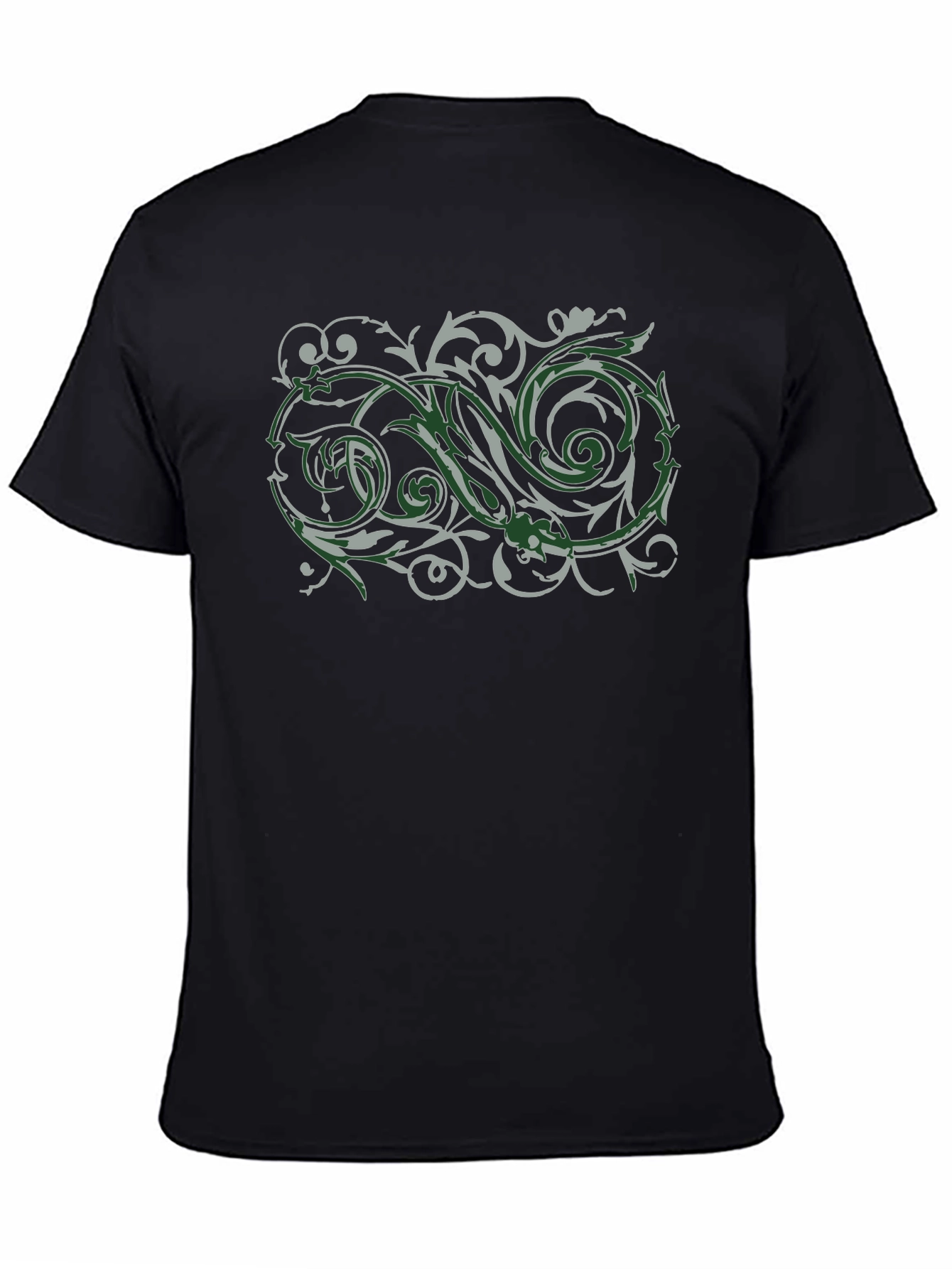 Ornate Scrollwork Graphic Black T-Shirt