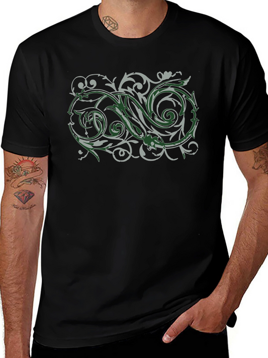 Ornate Scrollwork Graphic Black T-Shirt