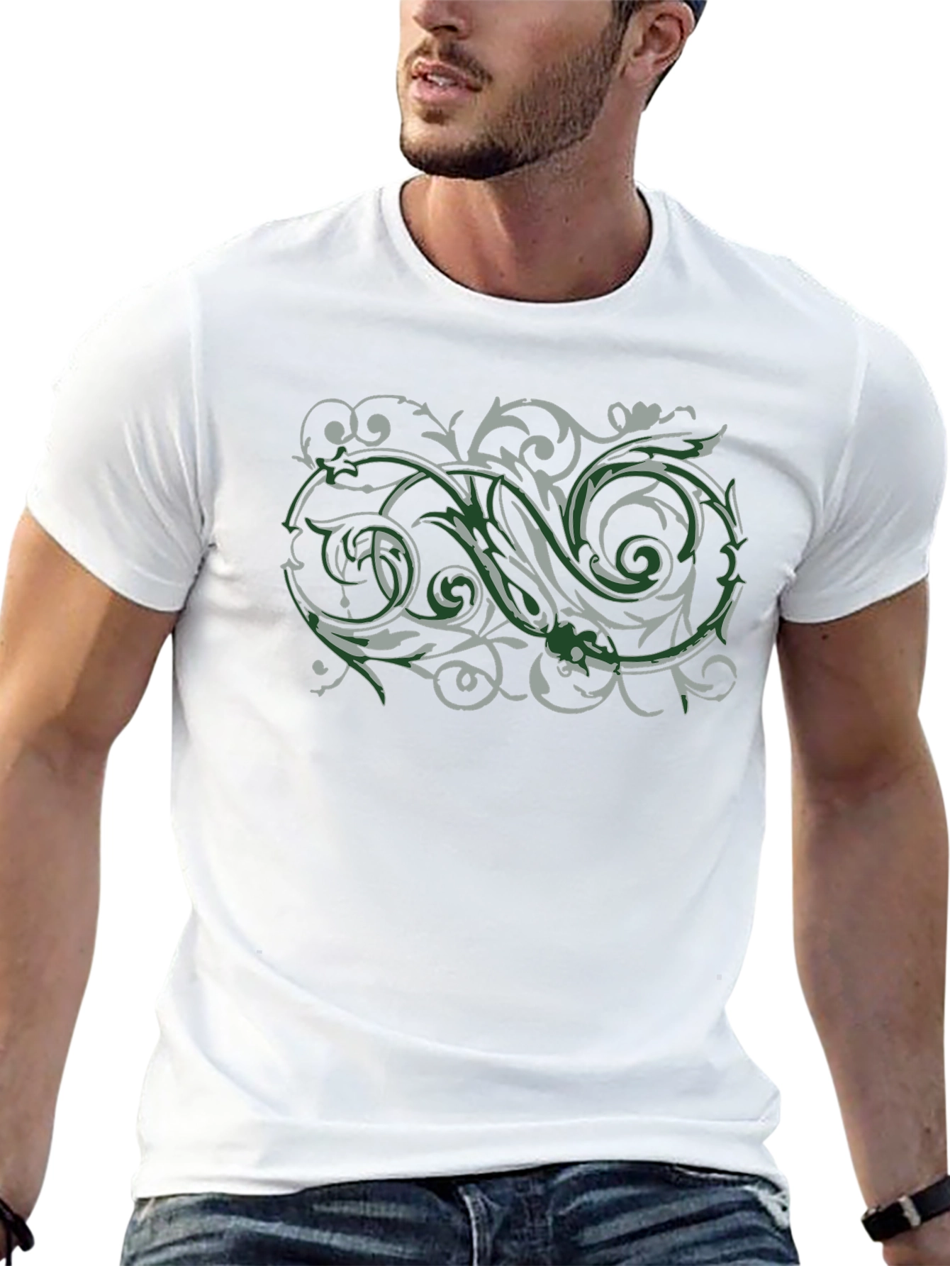 Ornate Scrollwork Graphic Black T-Shirt
