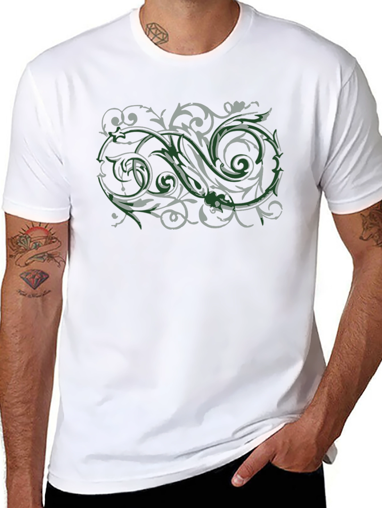 Ornate Scrollwork Graphic Black T-Shirt