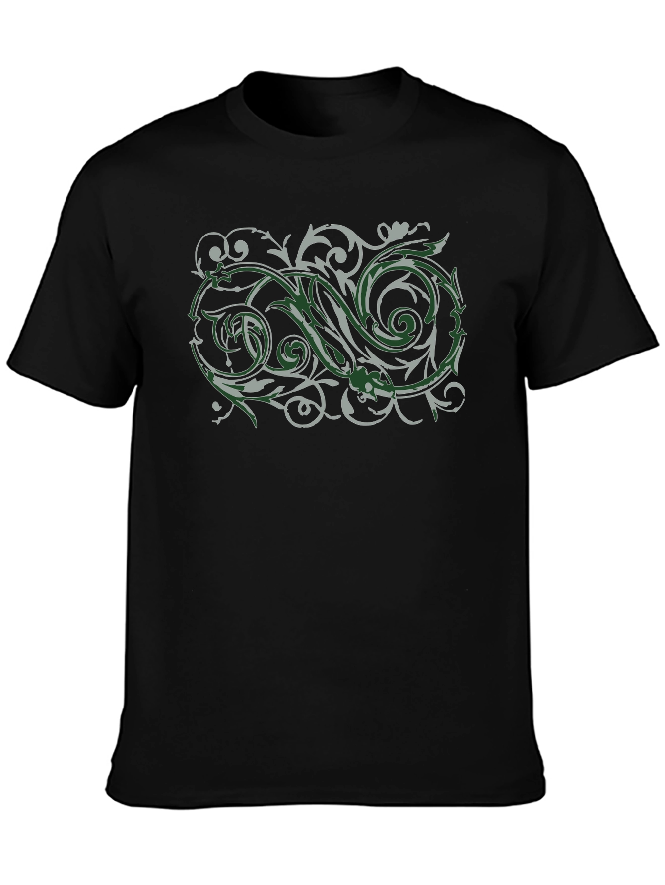 Ornate Scrollwork Graphic Black T-Shirt