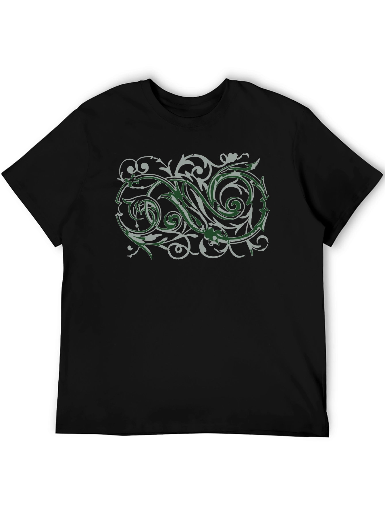 Ornate Scrollwork Graphic Black T-Shirt