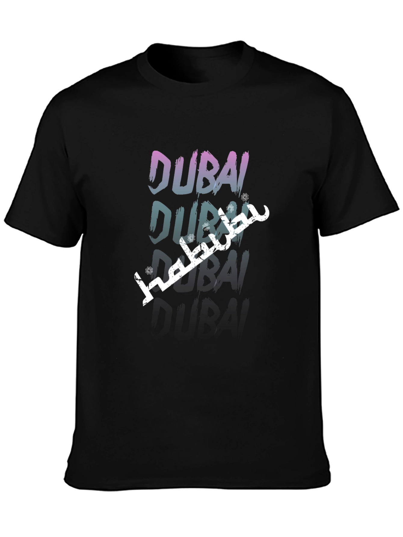 Dubai Text Graphic Black T-Shirt
