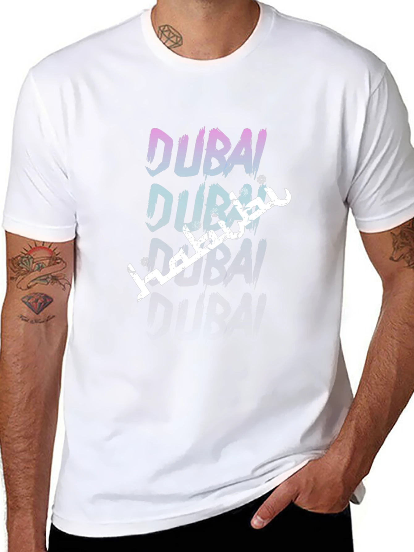 Dubai Text Graphic Black T-Shirt