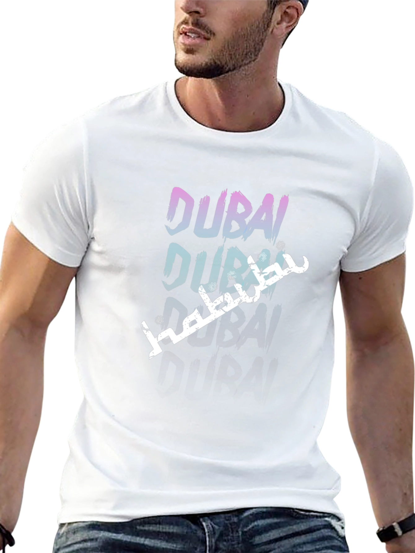 Dubai Text Graphic Black T-Shirt
