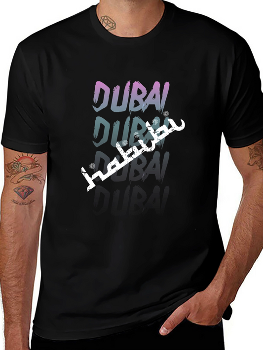 Dubai Text Graphic Black T-Shirt