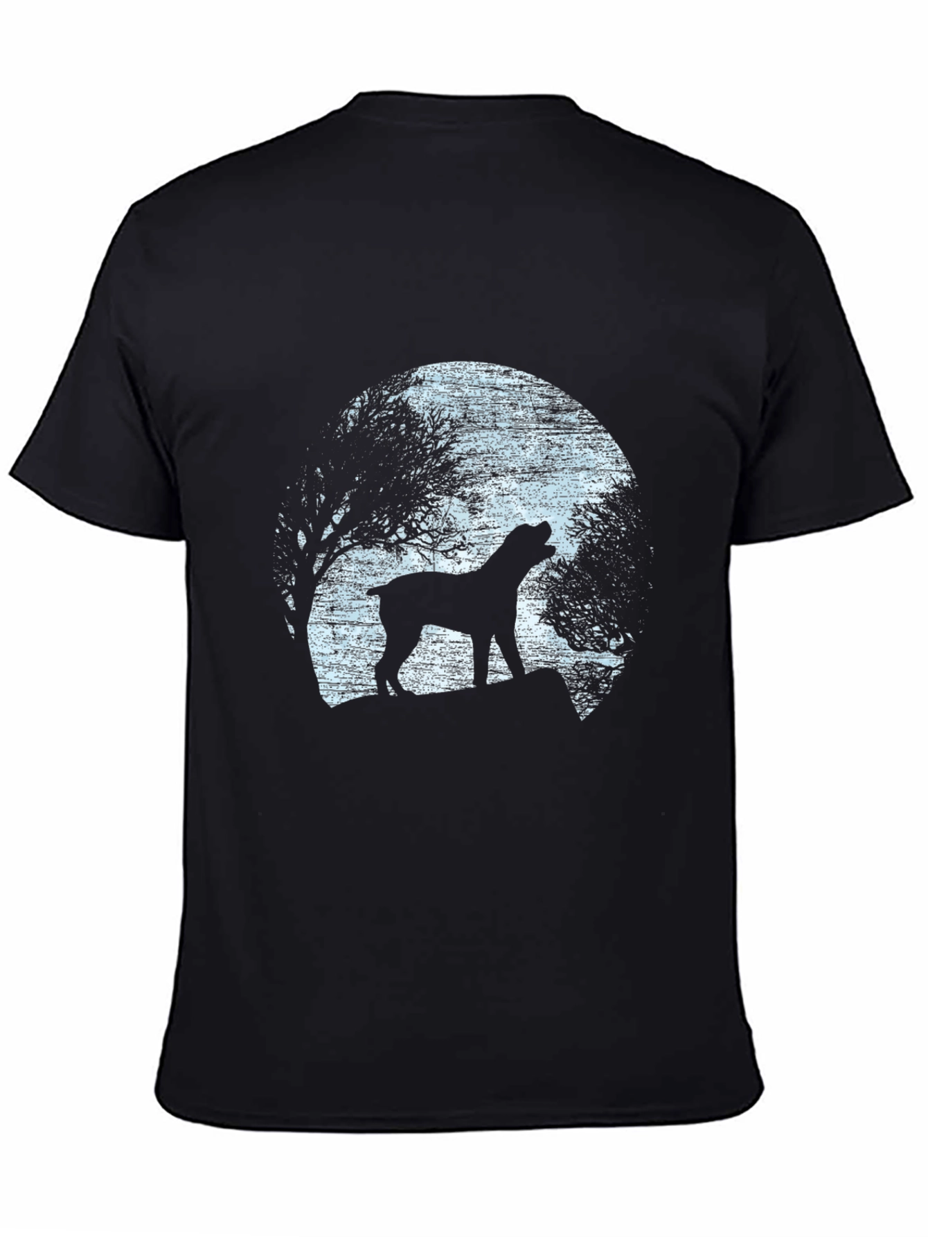 Mens Black Dog Silhouette Graphic T-Shirt