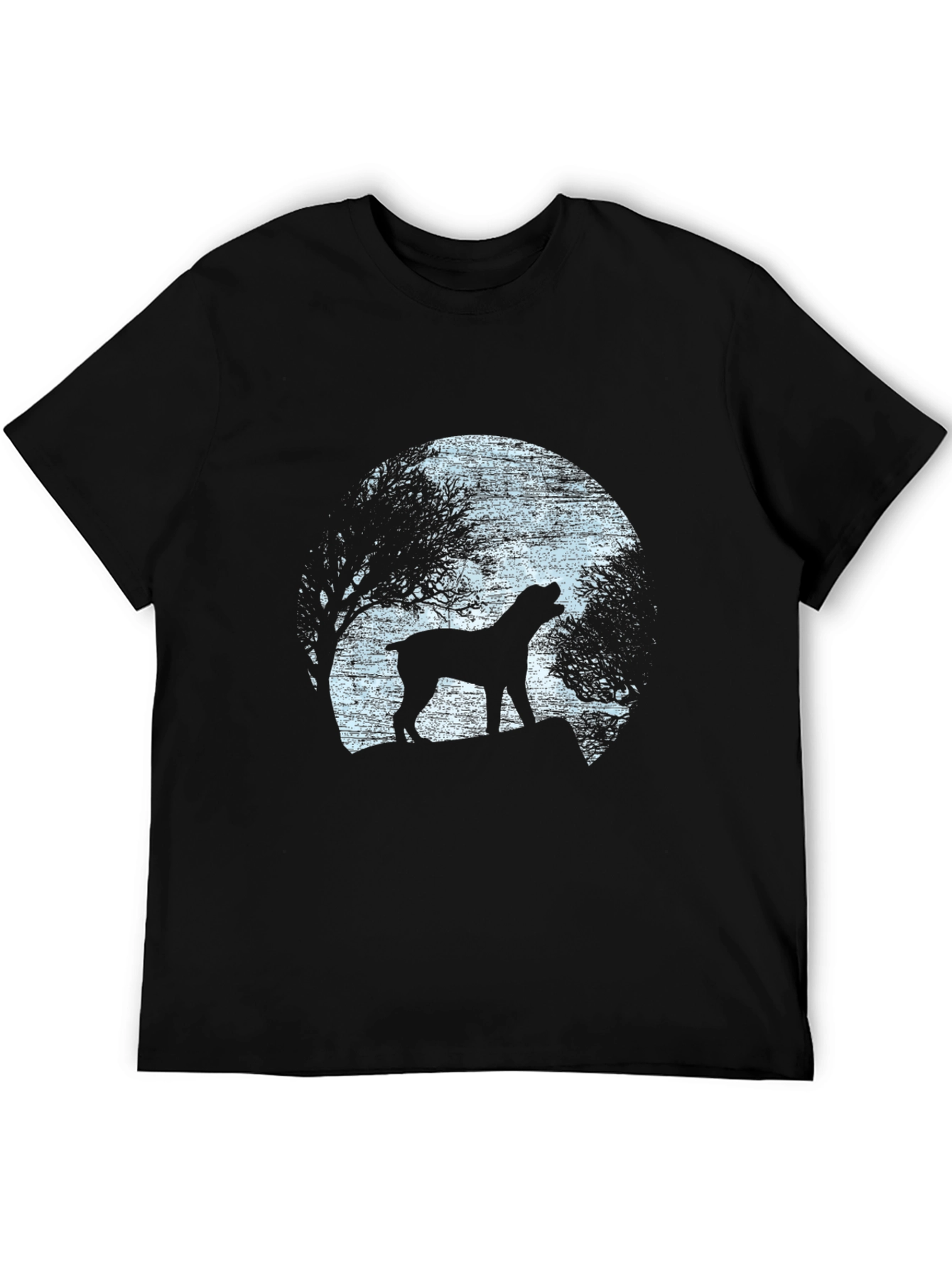 Mens Black Dog Silhouette Graphic T-Shirt
