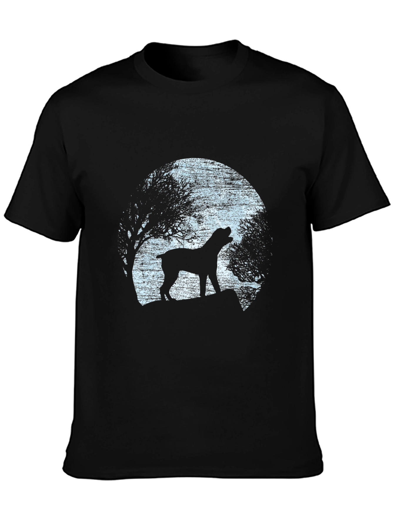 Mens Black Dog Silhouette Graphic T-Shirt