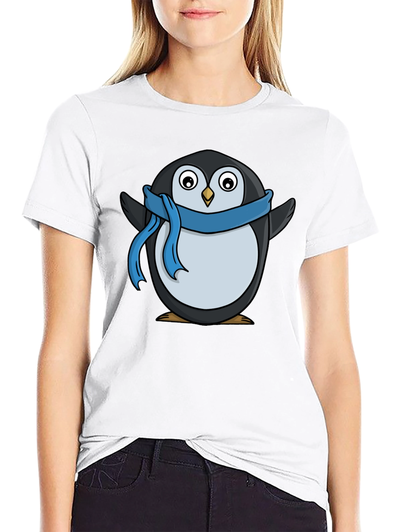 Penguin Scarf T-Shirt - Black
