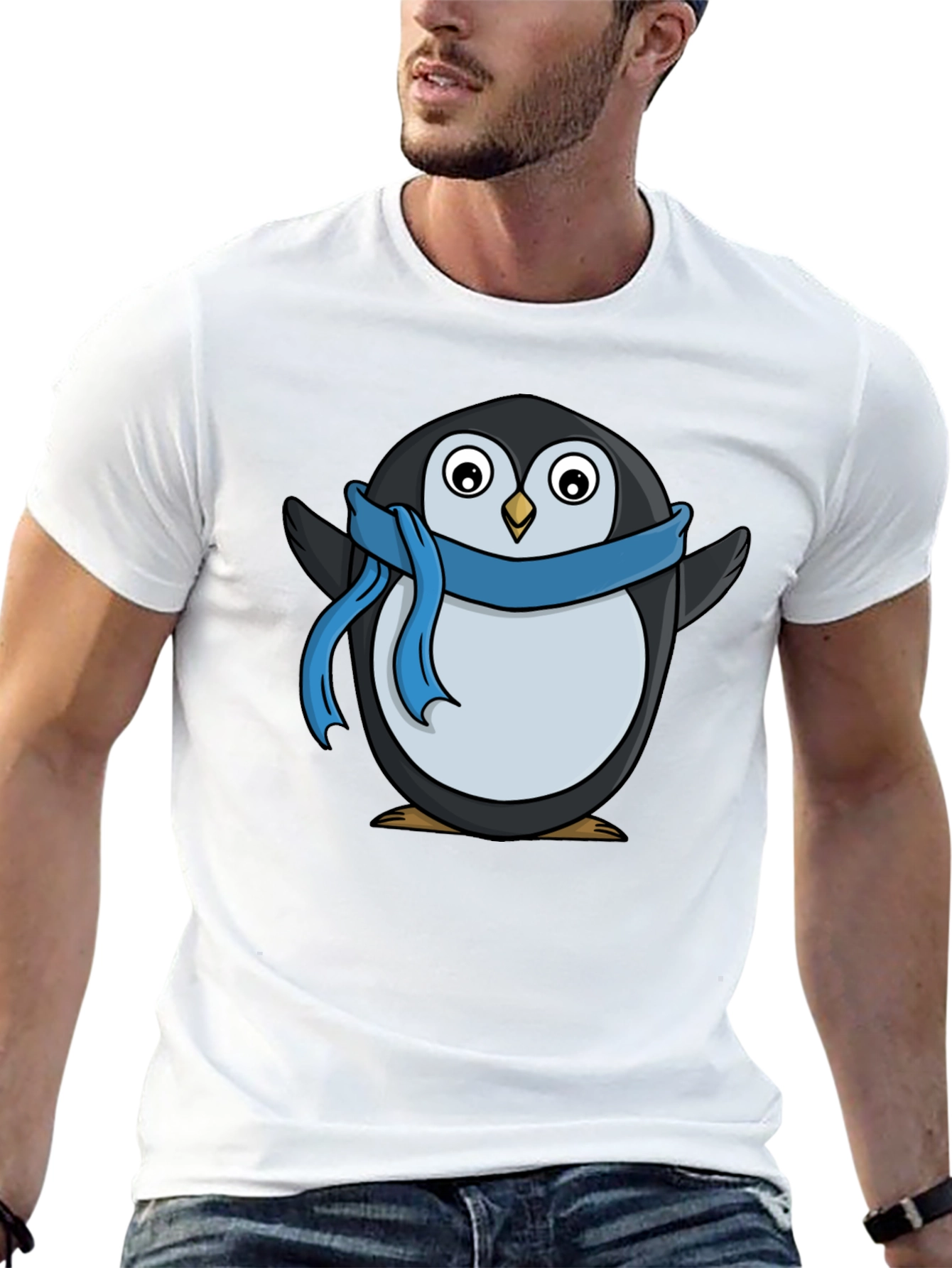 Penguin Scarf T-Shirt - Black