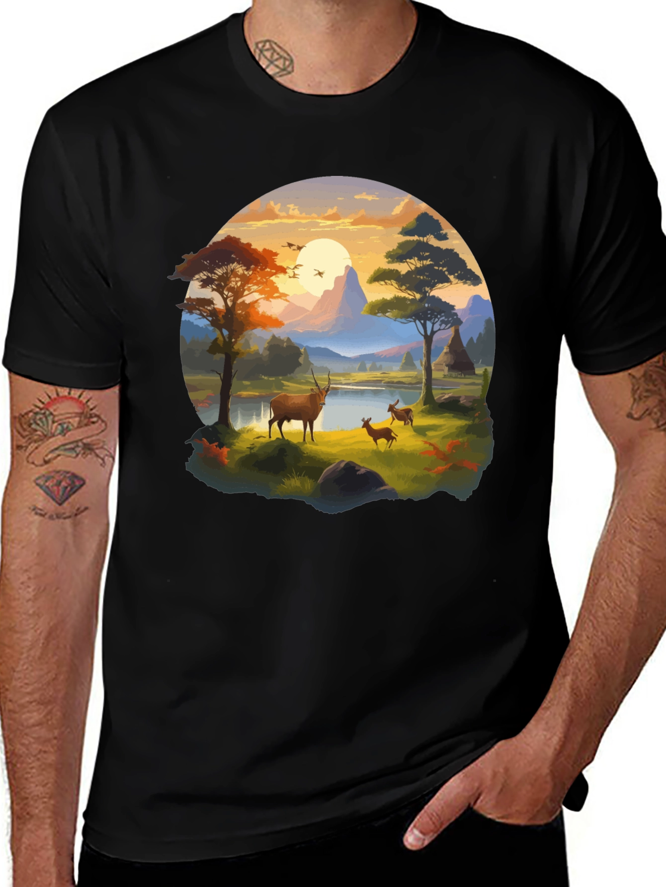 Wildlife Landscape Graphic T-Shirt