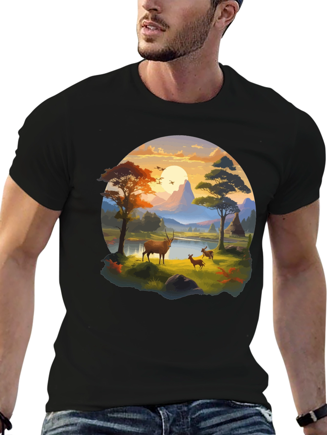Wildlife Landscape Graphic T-Shirt