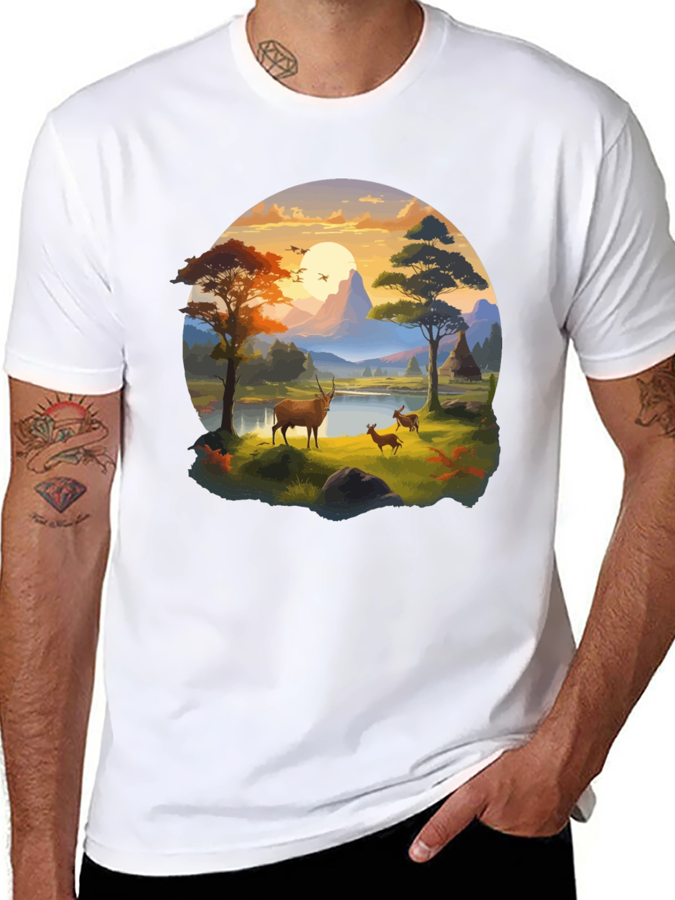 Wildlife Landscape Graphic T-Shirt
