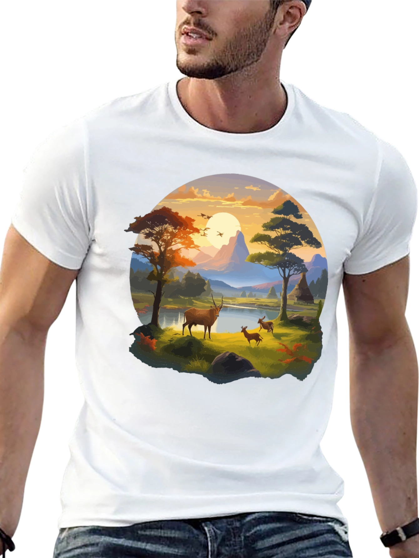 Wildlife Landscape Graphic T-Shirt
