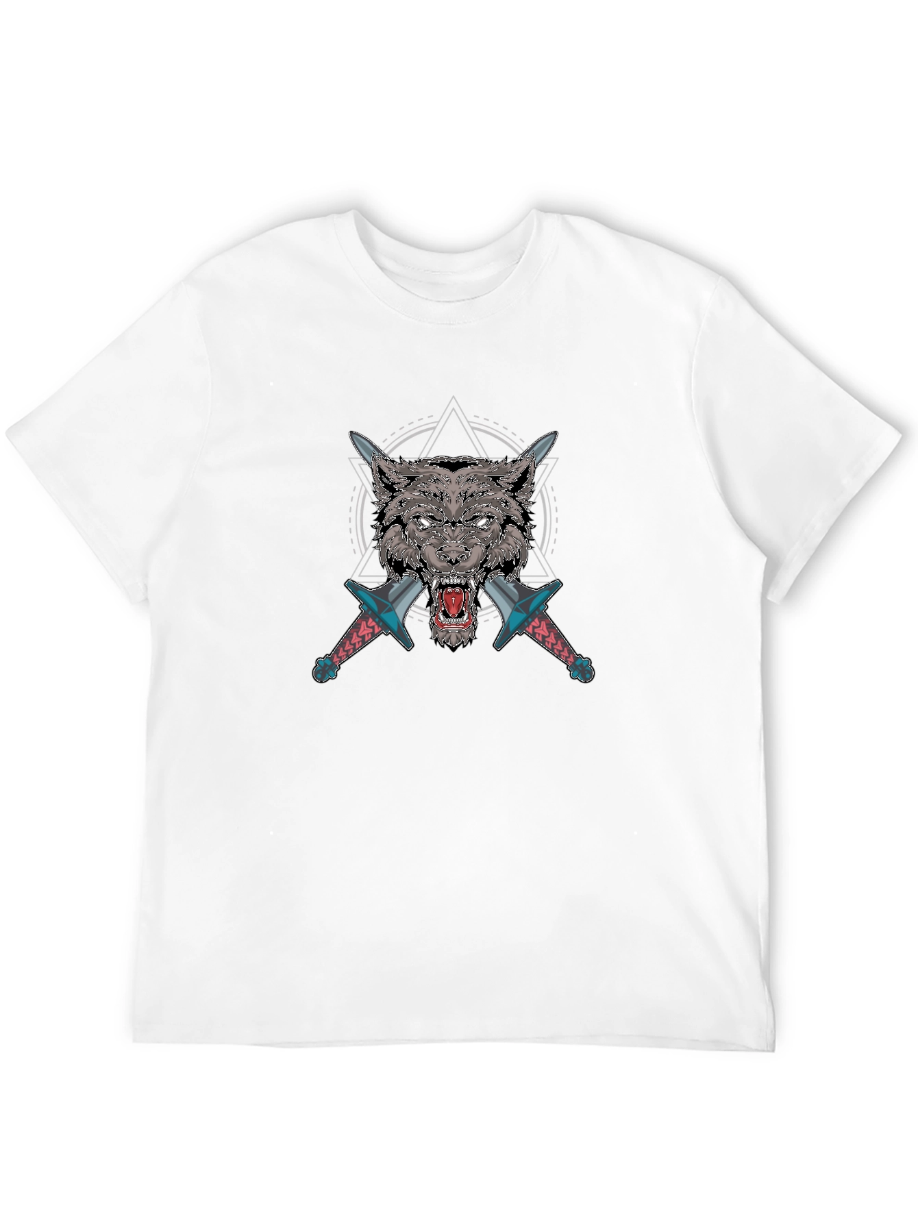 Wolf Graphic T-Shirt with Swords