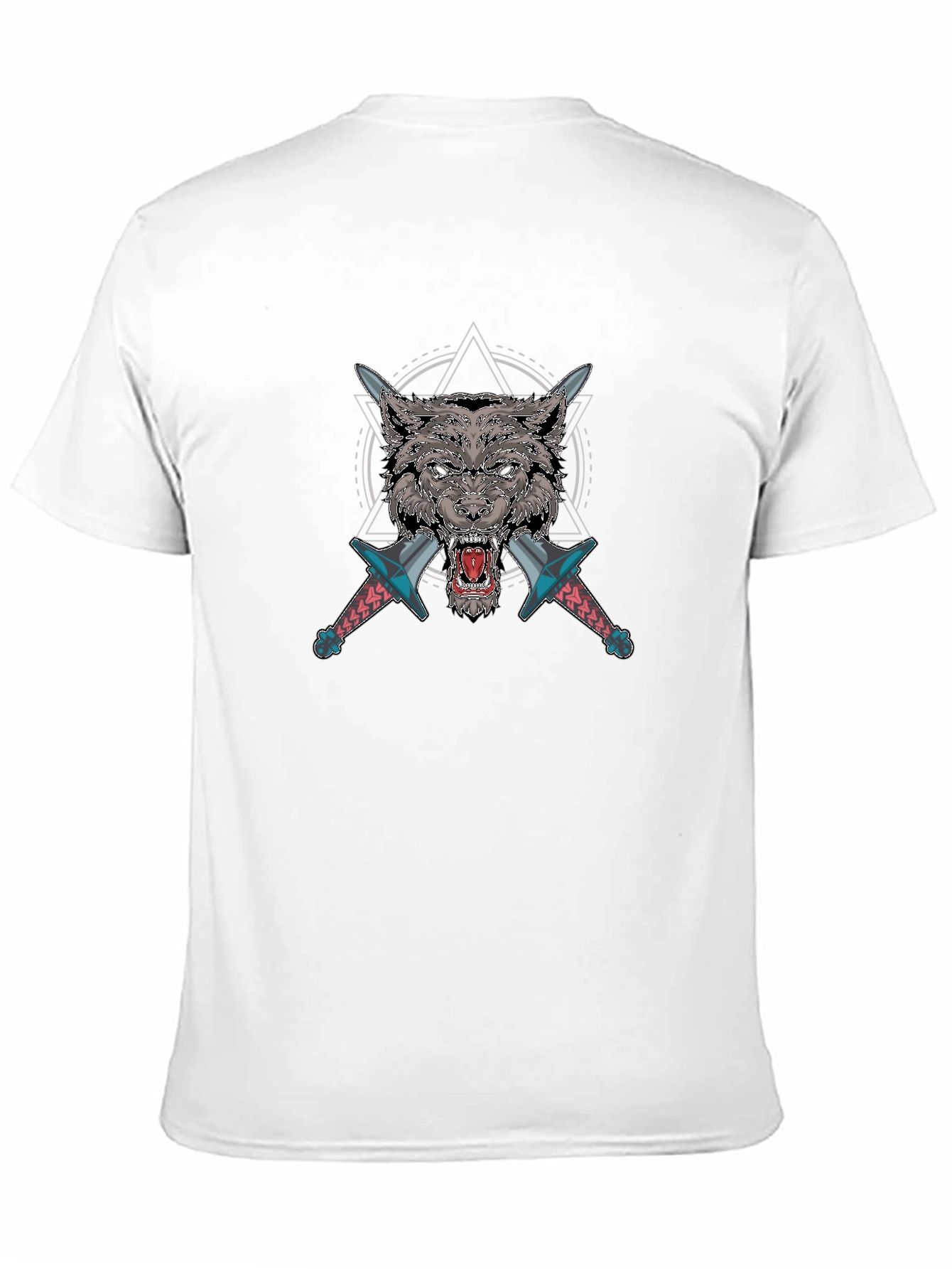 Wolf Graphic T-Shirt with Swords
