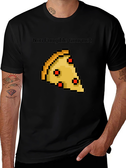 Non Fungible Gourmet Pixel Pizza Slice Graphic T-Shirt