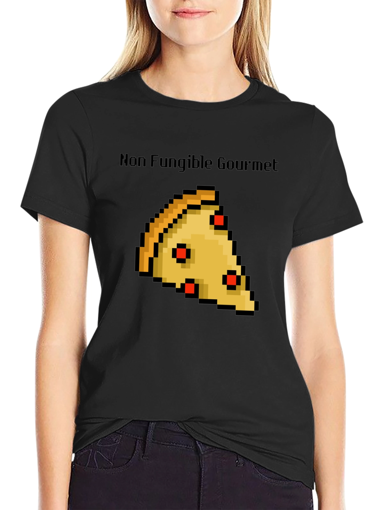 Non Fungible Gourmet Pixel Pizza Slice Graphic T-Shirt