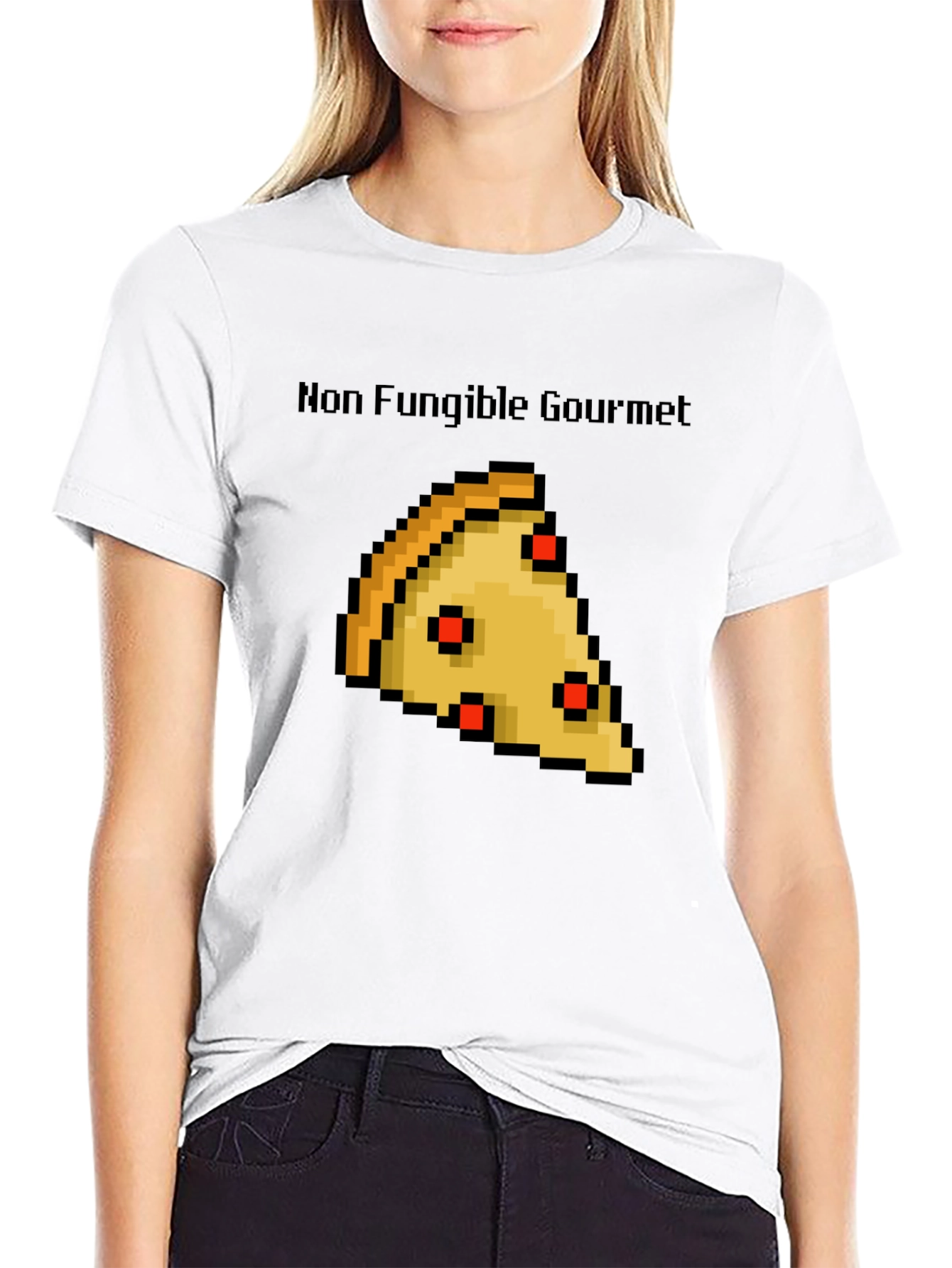 Non Fungible Gourmet Pixel Pizza Slice Graphic T-Shirt