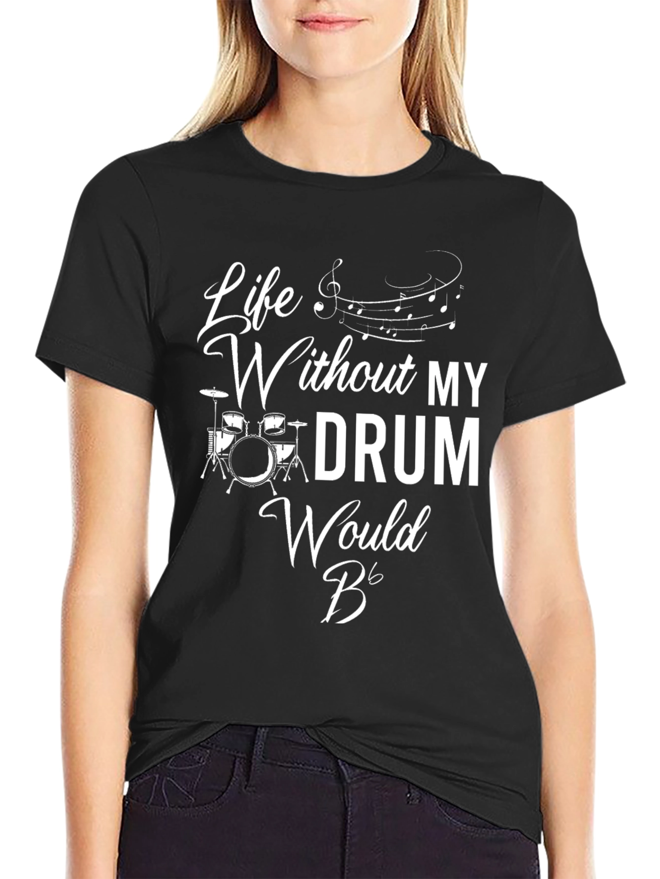 Life Without My Drum Black Graphic T-Shirt
