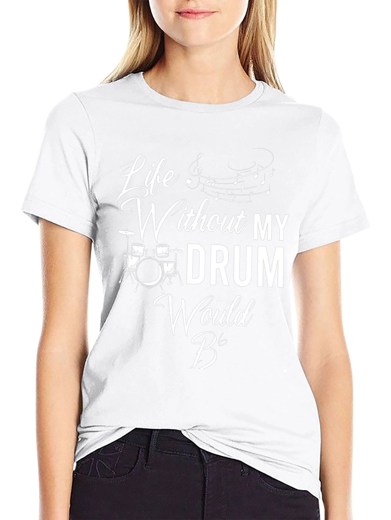 Life Without My Drum Black Graphic T-Shirt