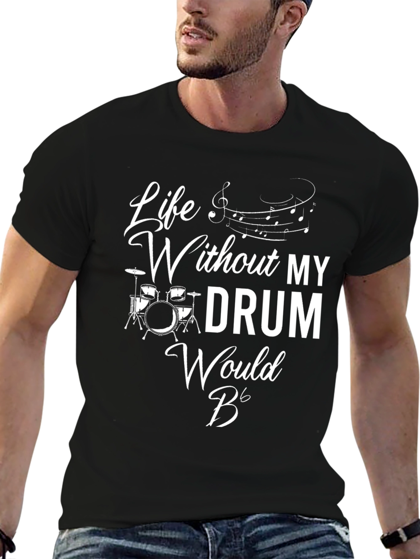 Life Without My Drum Black Graphic T-Shirt