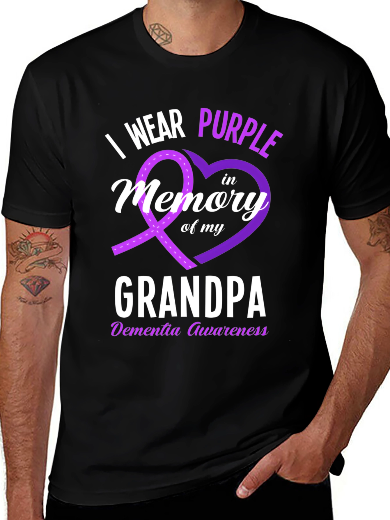 I Wear Purple Grandpa Dementia Awareness T-Shirt