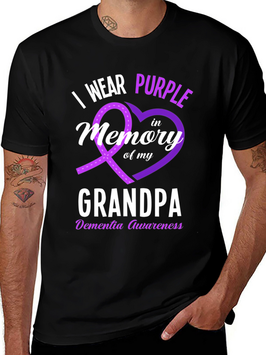 I Wear Purple Grandpa Dementia Awareness T-Shirt