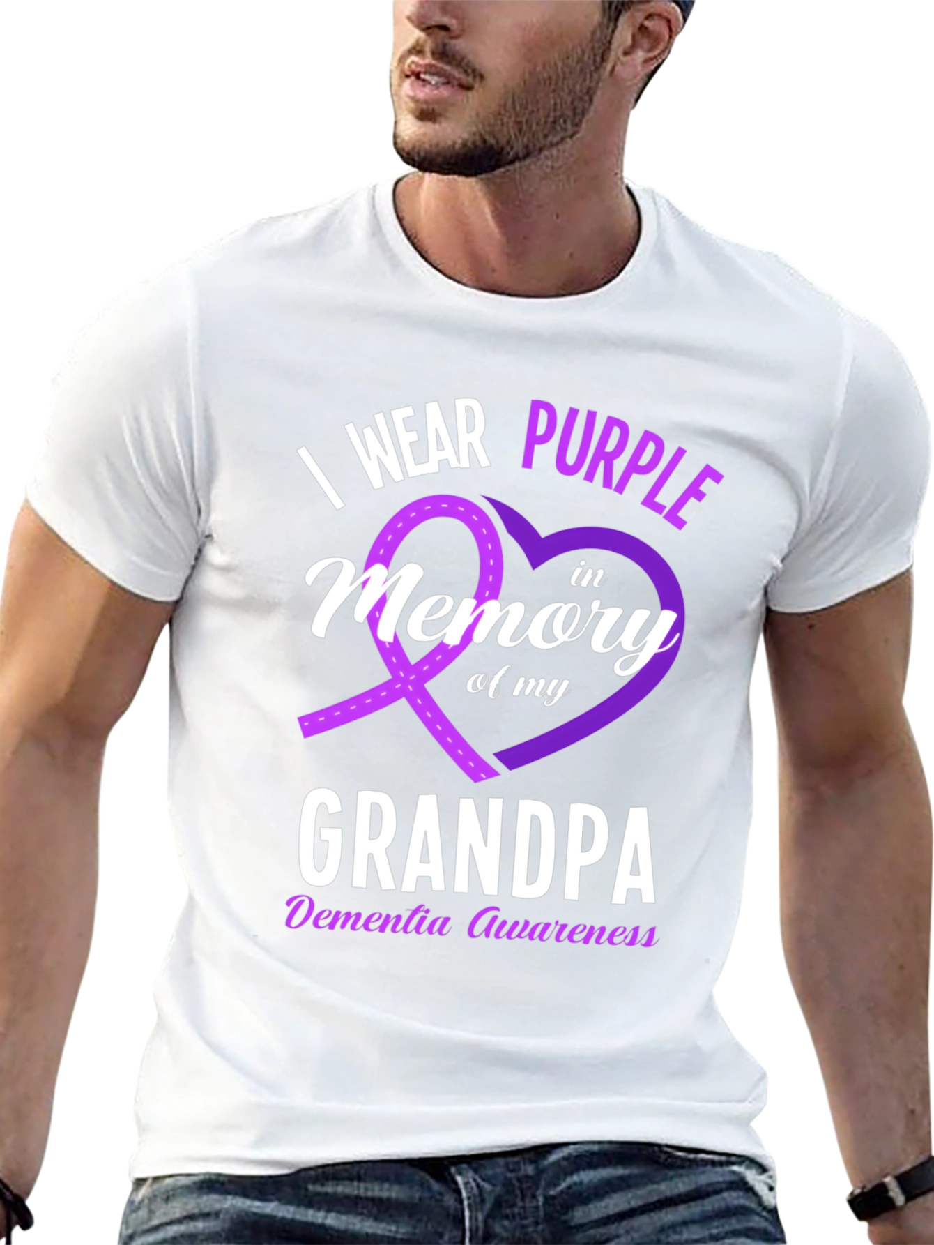 I Wear Purple Grandpa Dementia Awareness T-Shirt