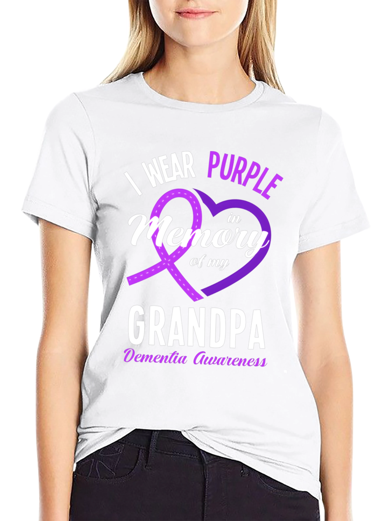 I Wear Purple Grandpa Dementia Awareness T-Shirt