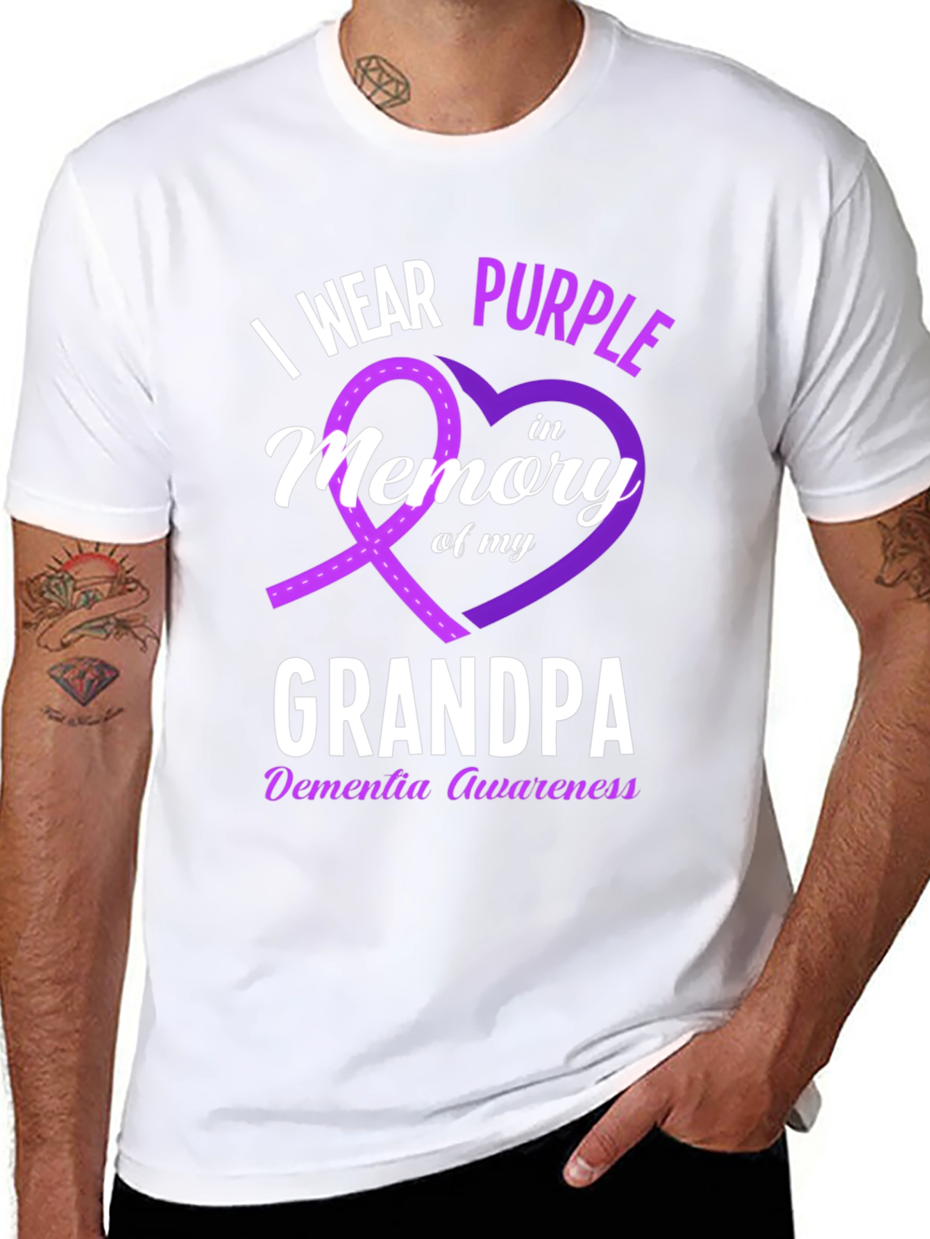 I Wear Purple Grandpa Dementia Awareness T-Shirt