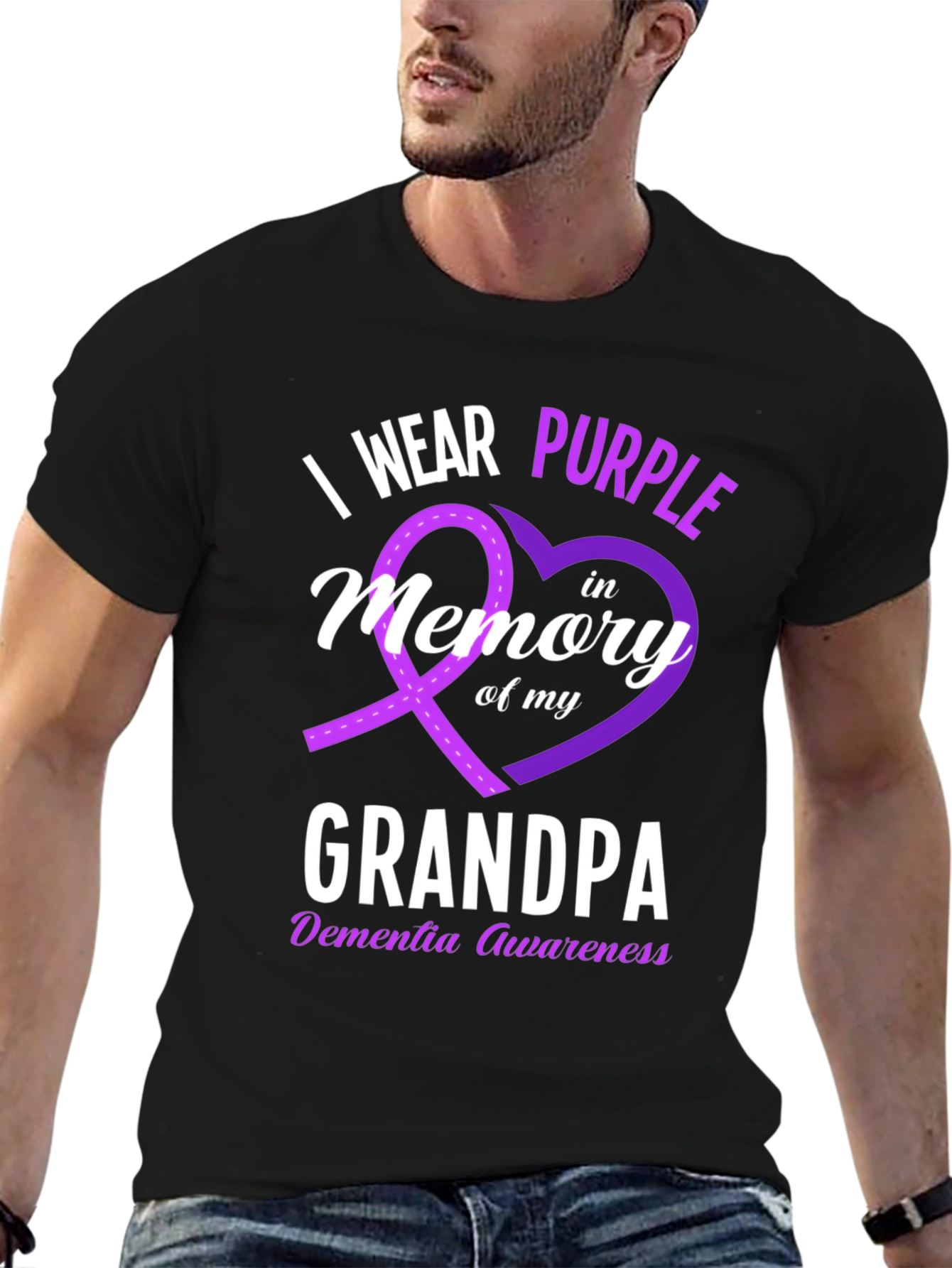 I Wear Purple Grandpa Dementia Awareness T-Shirt
