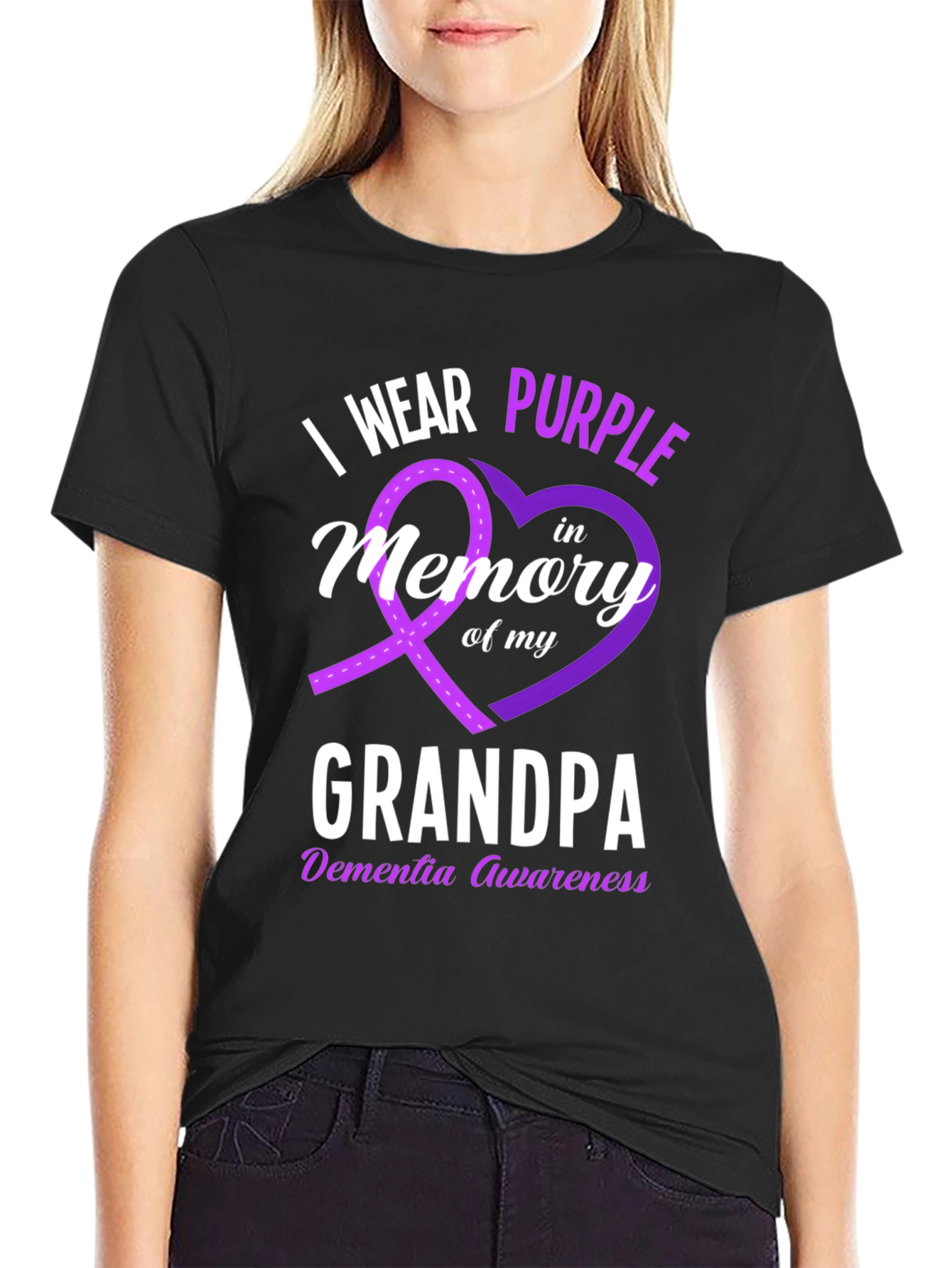 I Wear Purple Grandpa Dementia Awareness T-Shirt