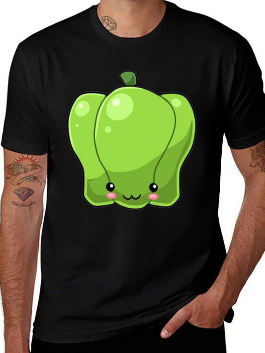Kawaii Green Pepper Graphic Tee - Unisex Cotton T-Shirt